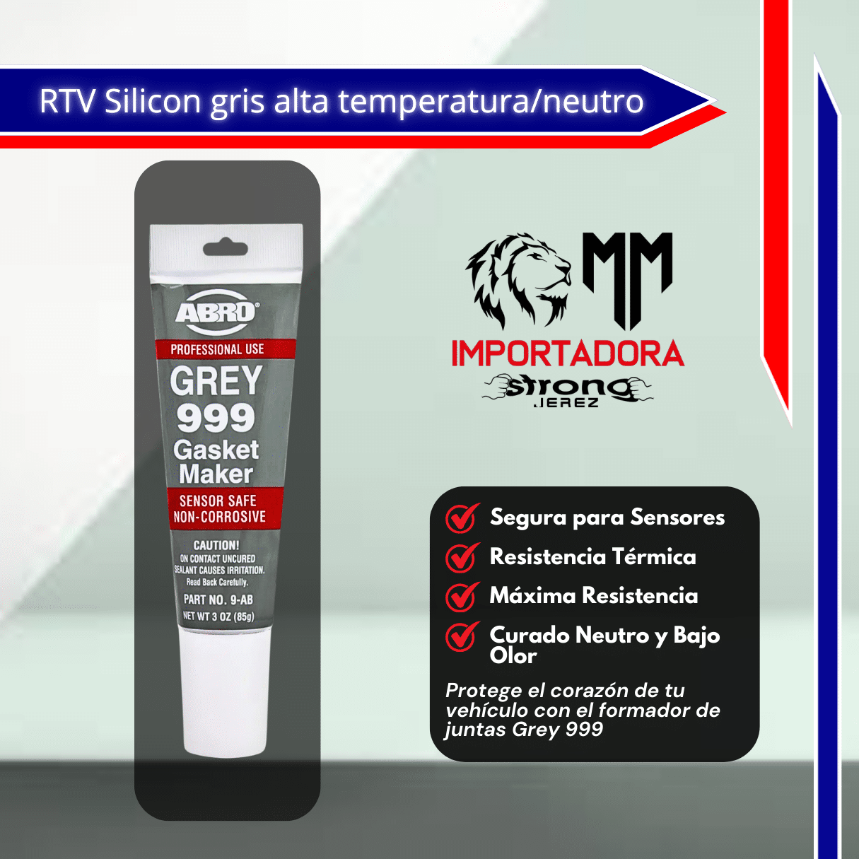 RTV Silicon gris alta temperatura/neutro | Importadora M&M